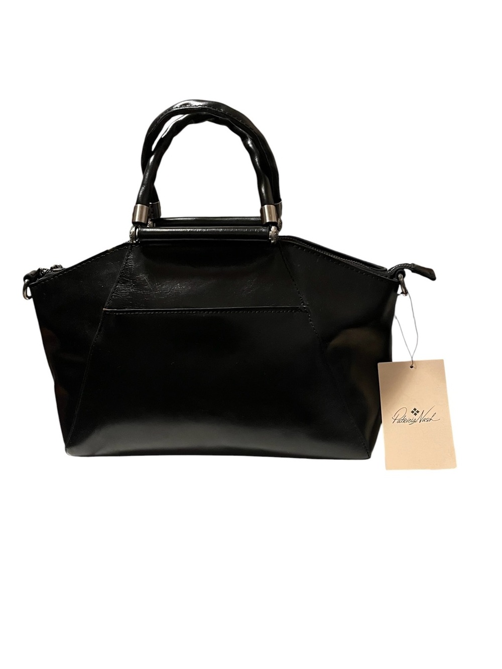 Patricia Nash Holland Black Leather Top-Handle Satchel